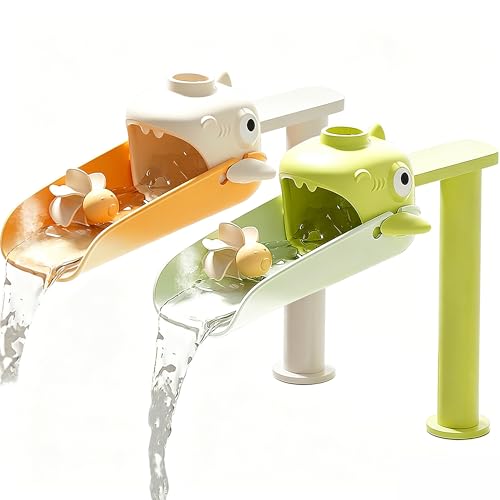 2 Pack Faucet Extender for Toddlers Universal Sink Extension with Water Wheel to Kids Fun Hand Washing Temperature Sensitive Orange Green - color: Orange Green