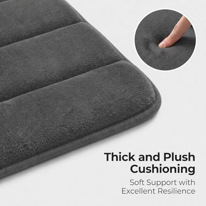 Bathroom Rugs Set 3 Piece, Memory Foam Bath Rugs, Non Slip Washable Bathroom Rug Set, Extra Soft Absorbent Bath Mats with U-Shaped Toilet Rug, Dark Grey - color: Dark Grey