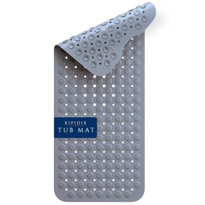 Bathtub Mat Non-Slip – 39" x 15.5" Extra Long Shower Mat with Suction Cups, BPA Free & Machine Washable, Textured Bath Mat for Tub, Ideal for Kids, Seniors & Pregnant Women, Gray - color: Gray