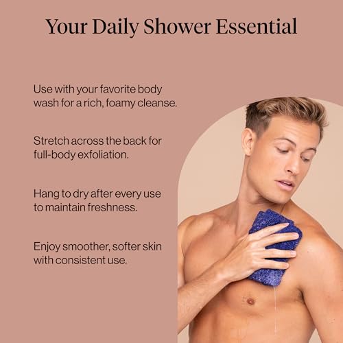Kitsch African Net Sponge – Exfoliating Body Scrubber – Ocean Blue, 3 Pcs | for Cleansing & Gentle Daily Exfoliation – Stretchable Bath Sponge for Hard-to-Reach Areas – Long-Lasting Shower Essential - color: Ocean Blue