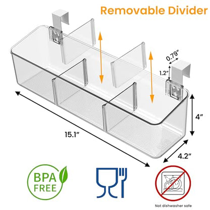 2 Pack Plastic Over Cabinet Door Organizer with Removable Hooks, Clear Hanging Baskets for Organizing Over the Cabinet Organizer Holder for Kitchen, Bathroom-Hang Outside or Inside Door-XL - style: XL