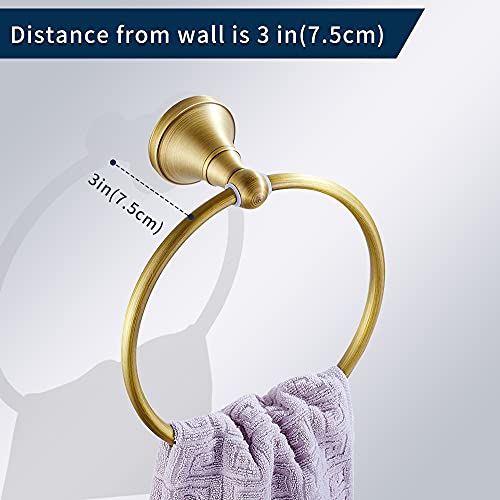 Leyden Antique Brass Toilet Paper Holder Towel Ring, Brass Hand Towel Holder Bathroom Accessories Set Retro Bathroom Hardware Tissue Toilet Roll Holder for Home or Kitchen, 2 Pieces - color: Brass