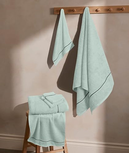 MyOwn Ultra Soft 6 Pack Cotton Towel Set, Contains 2 Bath Towels 28x55 inch, 2 Hand Towels 16x24 inch & 2 Wash Coths 12x12 inch, Ideal Everyday use, Compact & Lightweight - Sea Green - color: Sea Green, size: 6 Piece Set