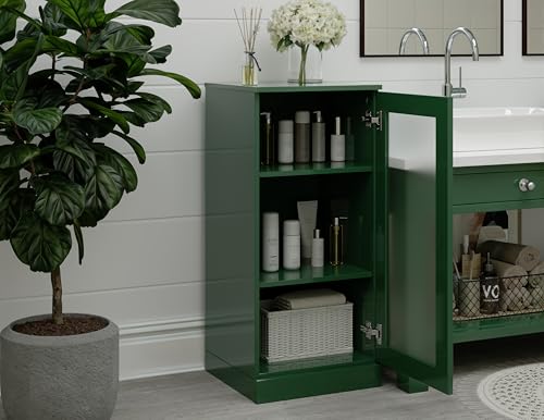 100% Solid Wood Bathroom Cabinet, Frosted Door, Green, 16.5" w x 35.75" h x 15.5" d, Renewable Eco-Friendly Wood, Made in Brazil - color: Green, style: Frosted Glass Door