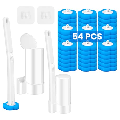 Disposable Toilet Brush Cleaning System with 54pcs Refills Pads, Toilet Wand Kit, Toilet Bowl Cleaner Brush for Bathroom Maintenance (2-Set) - size: 2 Brush+54 Refills