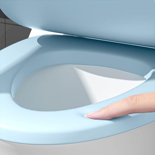 Toilet Seat Round, Toilet Seat with Quick-Release And Quick-Attach, Plastic Toilet Seat with Soft Close, Never Loosen, Easy Install and Clean, Fits Most Toilets - color: Blue