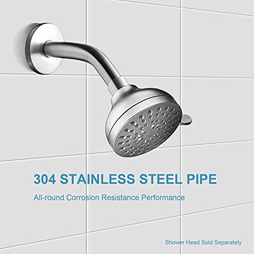 OFFO Shower Arm with Flange, 6 in Brushed Nickel Wall Mount Replacement Angle Shower Head Arm Wall-Mounted For Fixed Shower Head & Handheld Showerhead - color: Brushed Nickel, style: 6 in