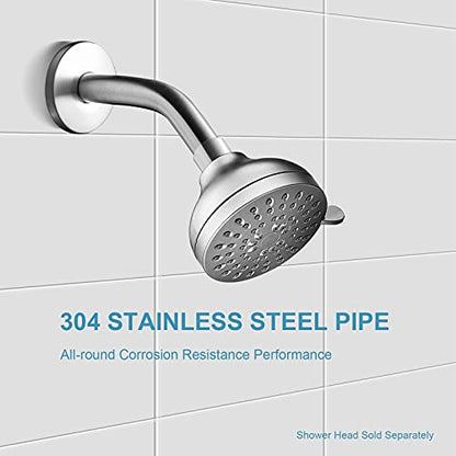 OFFO Shower Arm with Flange, 6 in Brushed Nickel Wall Mount Replacement Angle Shower Head Arm Wall-Mounted For Fixed Shower Head & Handheld Showerhead - color: Brushed Nickel, style: 6 in