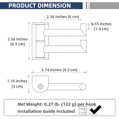 2 Pack Swivel Towel Hooks, Brushed Nickel, 304 Stainless Steel | Dual-Arm Hanging Capacity, 180° Swing-Out Rotation, Fold-Away Storage, Raised End Hooks, Closet, Hallway & Shower Use - color: Brushed Nickel, size: 2 Pack