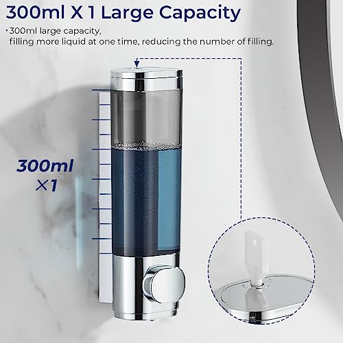 Pollock Pollock Shampoo and Conditioner Dispenser Wall Mounted | Shower Soap Dispenser 2 Chamber No Drill, Shampoo Dispenser for Shower, Body Wash Dispenser for Bathroom, Large Capacity - color: Silver Dg1 Chamber