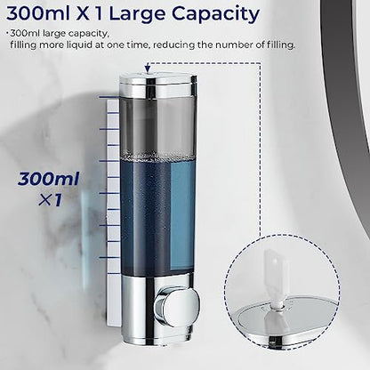 Pollock Pollock Shampoo and Conditioner Dispenser Wall Mounted | Shower Soap Dispenser 2 Chamber No Drill, Shampoo Dispenser for Shower, Body Wash Dispenser for Bathroom, Large Capacity - color: Silver Dg1 Chamber