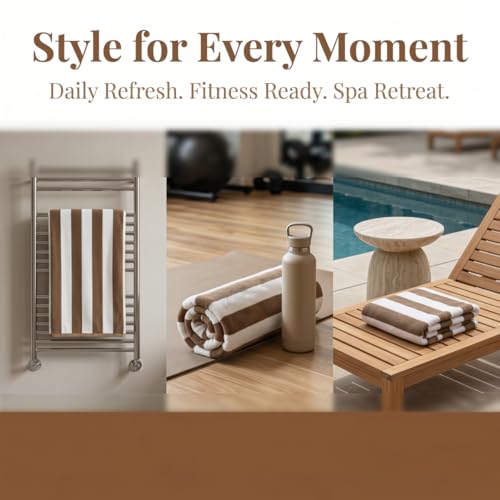 Premium 5-Piece Bath Towel Set | 100% Microfiber Ultra Soft & Quick Dry | Large Bath Towels, Hand Towels & Washcloths for Bathroom, Spa, Gym, | 1 Bath, 2 Hand, 2 Washcloths | Brown - color: Brown, size: 5 Pcs