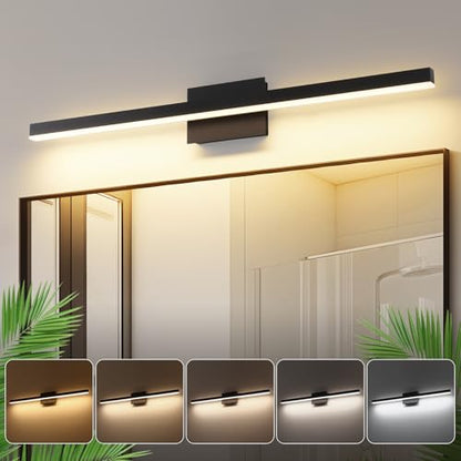 Joossnwell Bathroom Vanity Light Black Dimmable 5CCT Bathroom Lighting FIixtures Over Mirror 39.37 Inch Modern Vanity Light bar Led Bath Light ETL Certificated - color: Black, size: 39.37 Inch Long