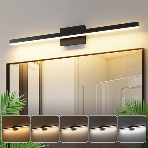 Joossnwell Bathroom Vanity Light Black Dimmable 5CCT Bathroom Lighting FIixtures Over Mirror 39.37 Inch Modern Vanity Light bar Led Bath Light ETL Certificated - color: Black, size: 39.37 Inch Long