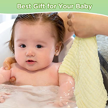 20 Pcs Baby Muslin Washcloth 12 x 12 Inch 100% Cotton Soft and Absorbent Muslin Washcloth Burp Cloth Wipe Newborn Face Towel for Baby Boy Girl Sensitive Skin (Blue, White, Green, Yellow, Pink) - color: Blue, White, Green, Yellow, Pink