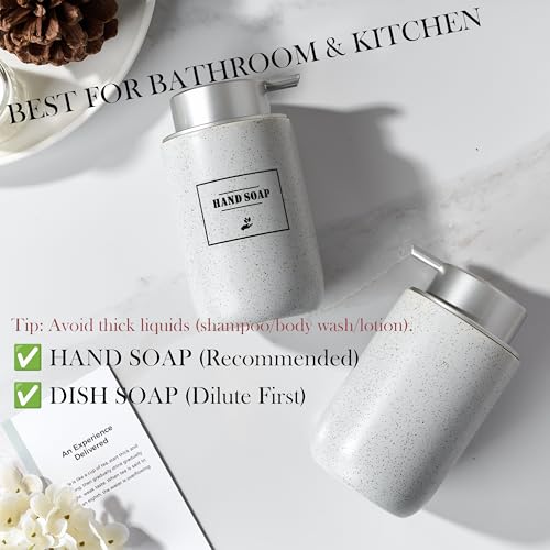Gray Foaming Soap Dispenser,Ceramic Foam Dispenser with Silver Plastic Pump for Bathroom&Kitchen,12oz Refillable Foaming Dispenser - color: Light Gray