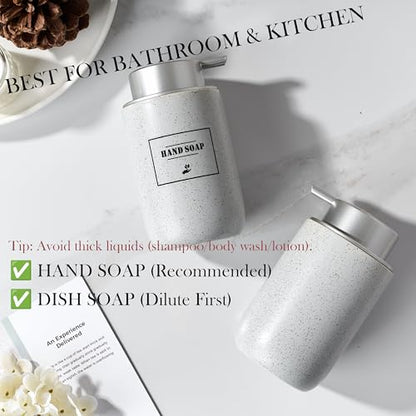 Gray Foaming Soap Dispenser,Ceramic Foam Dispenser with Silver Plastic Pump for Bathroom&Kitchen,12oz Refillable Foaming Dispenser - color: Light Gray