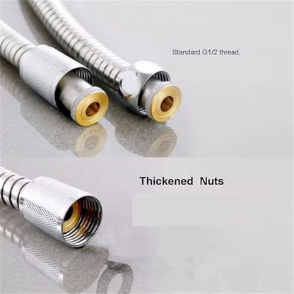Long Shower Hose Black 1.5m/ 2m /3.0m G1/2 Inch Flexible Shower Hose Stainless Steel Chrome Bathroom Water Head Extension Pipe(Gold,300cm) - color: Gold, size: 300cm