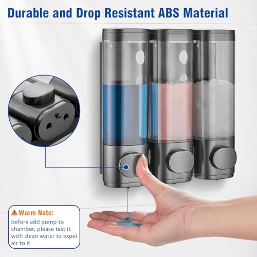 Pollock Shampoo and Conditioner Dispenser 3 Chamber No Drill | Shower Soap Pump Dispenser Wall Mounted,Body Wash Dispenser,Shower Gel Shampoo Holder for Bathroom Accessories, (Gun 3) - color: Gun 3