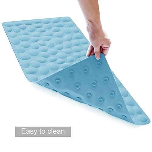 Non-Slip Bathtub Mat OTHWAY Soft Rubber Bathroom Bathmat with Strong Suction Cups (Lake Blue, 16x31.5 inch) - color: Lake Blue, size: 31.5" x 16" (Rectangular)
