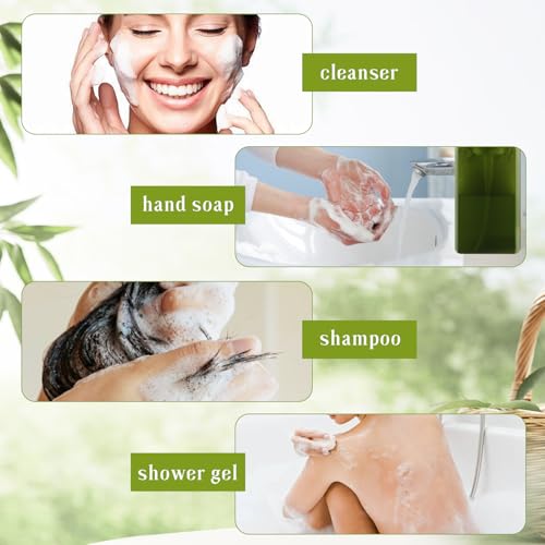 3 Pack Foaming Soap Dispenser Empty Plastic Foam Pump Bottle Refillable Foam Soap Bottle Dispenser for Shampoo Liquid Soap Face Wash (Green, 450ml/15oz) - color: Green, size: 450 ml