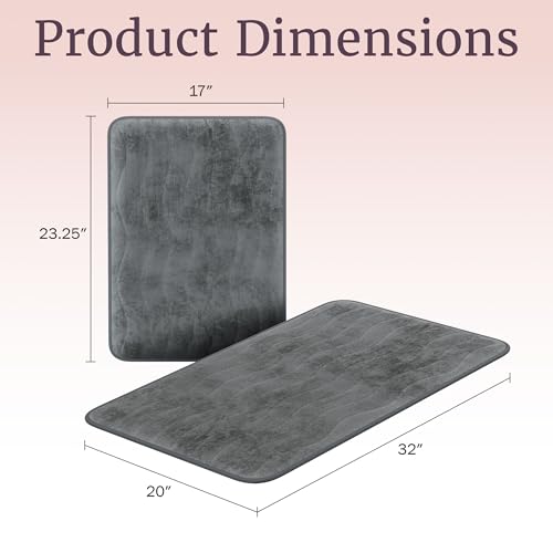 Lavish Home Bedford Home 2 Piece Memory Foam Bath Mat Set - Platinum,32 x 20 x .625 - color: Platinum