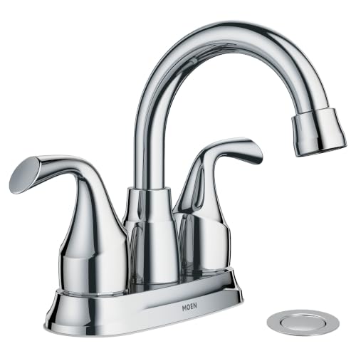 Moen Idora Chrome Two-Handle Centerset Bathroom Sink Faucet with Drain Assembly, 84115 - color: Chrome, size: 4 Inch Centerset
