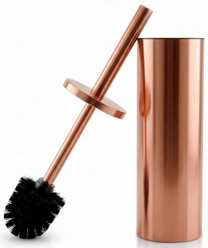 Bronze Toilet Brush and Holder Set for Modern Bathrooms (Bronze) | Toilet Bowl Brush and Holder, Removable Inner Bowl, Dense Bristles, Long Handle, Scratch Resistant, Detachable Long Handle - color: Bronze