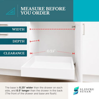 White Melamine Pull-Out Cabinet Drawer Organizer 18" W x 21" D | Heavy Duty (100Lbs) Pullout Inserts with Sturdy MDF Core, Soft Close Sliding Shelf for Kitchen and Storages, Fully Assembled - size: 18x21x3