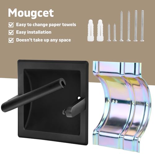 Recessed Toilet Paper Holder for Rolls, Pivoting Stainless Steel in Wall Toilet Paper Holder, Wall Mounted Bathroom Tissue Roll Dispenser with Modern Matte Black Finish - color: Recessed Black