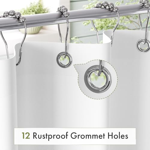 White Shower Curtain Liner 72x74 Inches, Fabric Shower Liner Cloth with Weighted Stones, Washable Shower Curtain and Liner 2-in-1, 120G Heavy Duty, 12 Grommet Holes - color: White, size: 72"W x 74"L (Pack of 1)