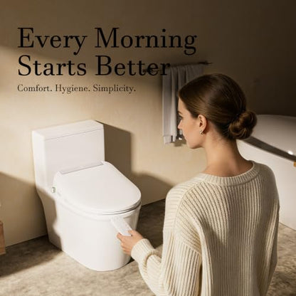 Bidet Toilet Seat Elongated, Heated Electric Bidet Foam Shield | Warm Water Wash & Warm Air Dryer, LED Display Screen, Self-Cleaning Nozzle, Soft Close Lid, Night Light, Remote & Heated Seat - style: Display – Premier