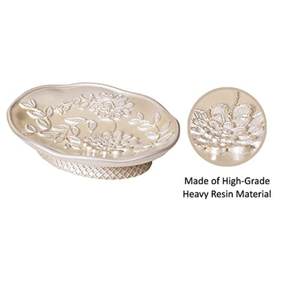 Zahari Home 4pc Rose Vine Bathroom Accessories Sets Lotion Pump, Tumbler, Tooth Brush Holder and Soap Dish Unique Design Beige Bathroom Set - color: Rose Vine, style: 4 Piece Set