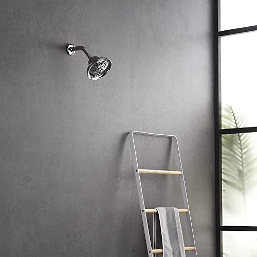 Rainovo 6 Spray Settings High Pressure Shower Head 5" Rain Fixed Showerhead - Brushed Nickel Adjustable Shower Head with Anti-Clogging Nozzles, Low Flow Easily Installation (RN-AU055003BN) - color: Brushed Nickel