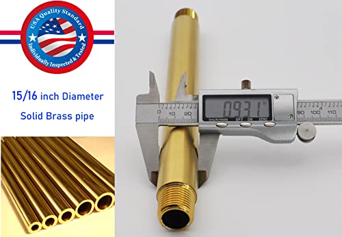Shower Arm and O-Ring Flange, 3 inch, Solid Brass, Round, Both Soldered 1/2 NPT Tapered Threads, Straight Shower Arm Extension, Ceiling Shower Head Arm for Rainfall Shower (Brushed Gold) - color: Brushed Gold