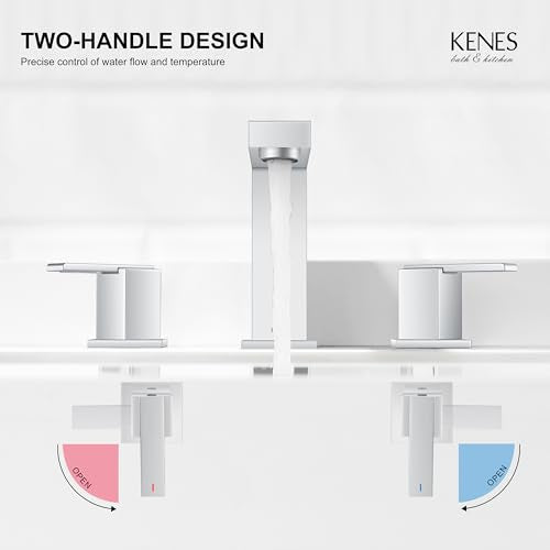 Chrome Widespread Bathroom Faucet 2 Handle Vanity Faucet 3 Hole | Bathroom Sink Faucet with Pop Up Drain & Supply Lines, Lead-Free cUPC & NSF Certified, 8 Inch Faucet for Vanity Restroom Sink - color: Chrome