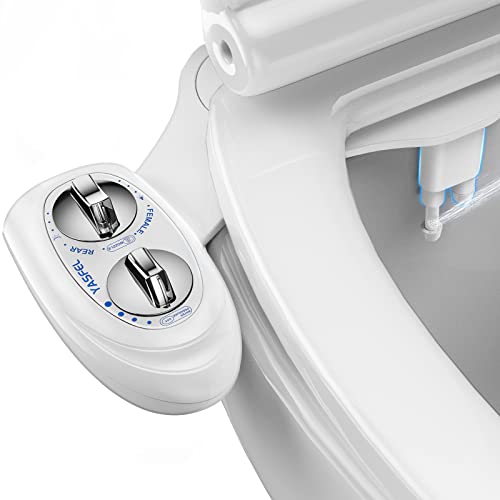 YASFEL Bidet Attachment for Toilet, Self-Cleaning Bidet Sprayer Non-Electric Dual Nozzle for Feminine/Posterior Wash Bidet Toilet Attachment with Pressure Controls (White) - color: White