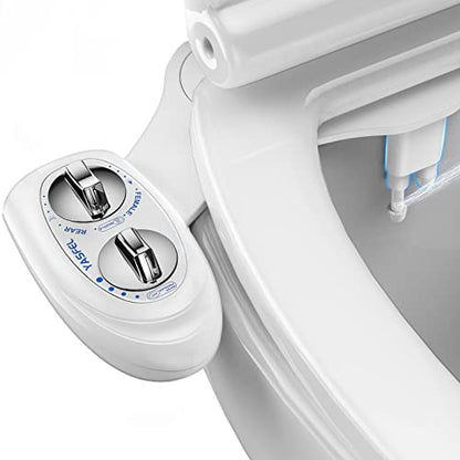 YASFEL Bidet Attachment for Toilet, Self-Cleaning Bidet Sprayer Non-Electric Dual Nozzle for Feminine/Posterior Wash Bidet Toilet Attachment with Pressure Controls (White) - color: White