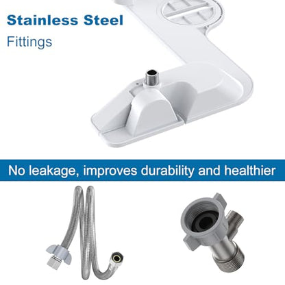 Ultra-Slim Dual Nozzle Bidet Attachment for Toilet – Non-Electric Self-Cleaning Sprayer – Adjustable Water Pressure – Brass Inlet – Feminine & Rear Wash – Easy Installation – Black/Grey - color: White Handle