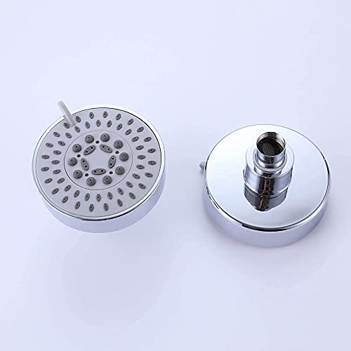 AZOS Double Shower Head with Shut-Off Valve, Bathathroom High Pressure Dual Fixed Rain Shower Head Combo with Brass Dual Outlet Manifold, Adjustable 5 Function Showerhead Chrome - color: Chrome