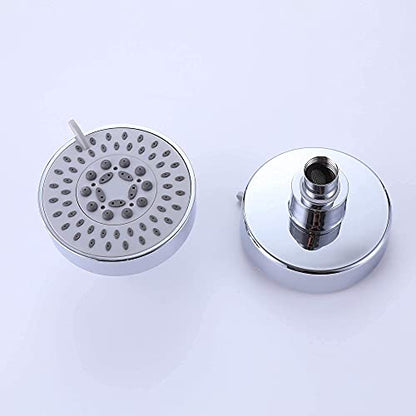 AZOS Double Shower Head with Shut-Off Valve, Bathathroom High Pressure Dual Fixed Rain Shower Head Combo with Brass Dual Outlet Manifold, Adjustable 5 Function Showerhead Chrome - color: Chrome