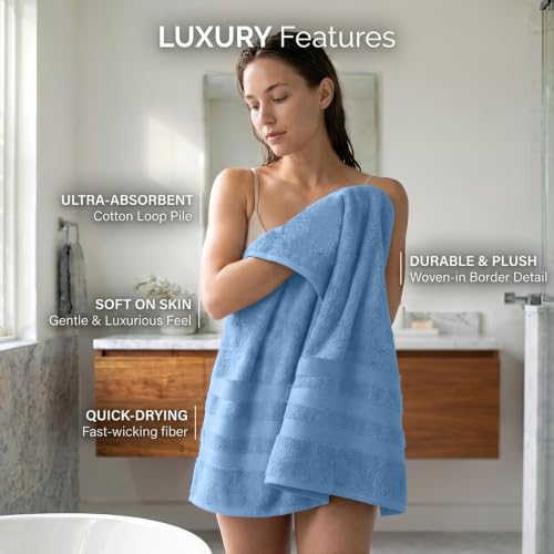 RIVERSIDE Pack of 2 Extra Large Bath Sheets 35 x 70 Inches, 100% Ring Spun Cotton, Hotel Quality, Oversized Bath Towels, Super Soft, Highly Absorbent & Quicker to Dry, Electric Blue - color: Medium Blue, size: Bath Sheets (PK 2)