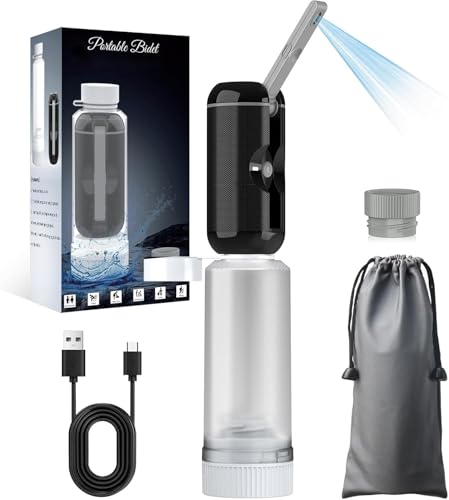 Portable Bidet for Travel, Rechargeable Waterproof Sprayer, Black | Portable Rechargeable Travel Bidet Sprayer Fits Various Water Bottles, Waterproof High Pressure Handheld for Personal Hygiene