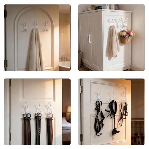 WEBI Coat Hooks Wall Mount,5 mm Thick,10 Large Triple Hooks,Heavy Duty Metal Backpack Wall Hooks for Hanging Clothes,Robe,Towel,Closet,Farmhouse,Mudroom,White - color: White
