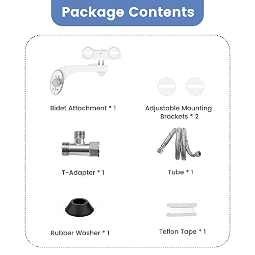 Ultra-Slim Bidet Attachment for Toilet - Effortless Non-Electric Self-Cleaning Dual Retractable Nozzles Bidets Toilet Seat, Adjustable Water Pressure Fresh Water Sprayer Baday
