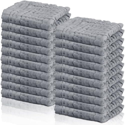 20 Pcs Baby Muslin Washcloth 12 x 12 Inch 100% Cotton Soft and Absorbent Muslin Washcloth Burp Cloth Wipe Newborn Face Towel for Baby Boy Girl Sensitive Skin(Gray) - color: Gray