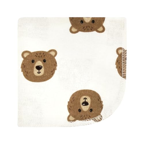Hudson Baby Unisex Baby Flannel Cotton Poly Washcloths, Brown Bear 12 Pack, One Size - color: Brown Bear 12 Pack