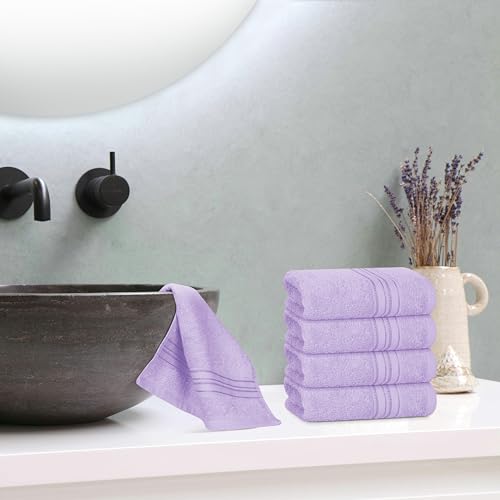 BOUTIQUO Ultra Soft Cotton Washcloths, Contains 12 Piece Face Cloths 12x12 inch, Ideal for Everyday use Face Towels, Compact & Lightweight Multi Purpose Washcloths - Purple - color: Purple, size: Washcloths - Set of 12