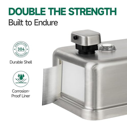 anydry Commercial Soap Dispenser Wall Mounted 37oz Brushed Stainless Steel | Liquid Hand Soap Dispenser, Ideal for Commercial Bathroom, Large Capacity, Easy Refill, Leak-Proof Pump, Stable Installation - color: Brushed