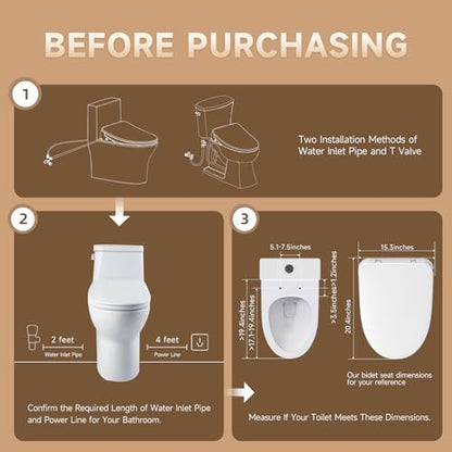 Auto Open Close Bidet Toilet Seat, Elongated with Endless Warm Water, Seat Heating, Night Light, Warm Air Dryer, Advanced Bidet Attachment for Toilets